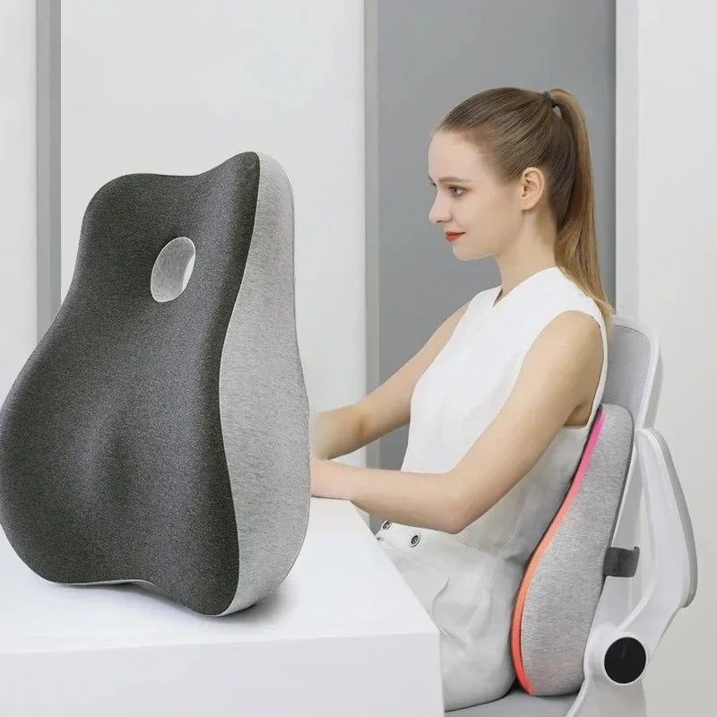 Ergonomic Lumbar Support Pillow – Memory Foam Waist Cushion for Office, Car & Home