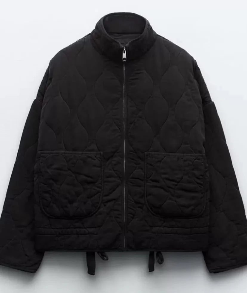 black quilted jacket