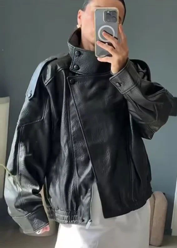 leather look moto jacket