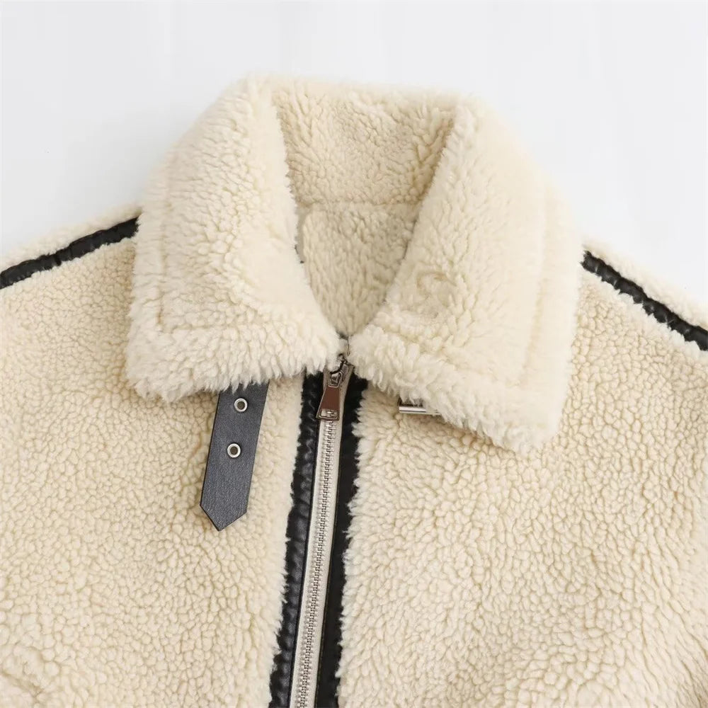 beige coat with fur​