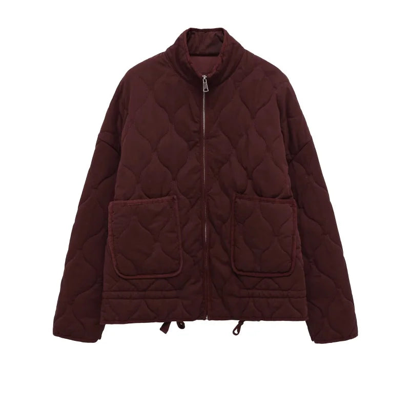Red quilted jacket