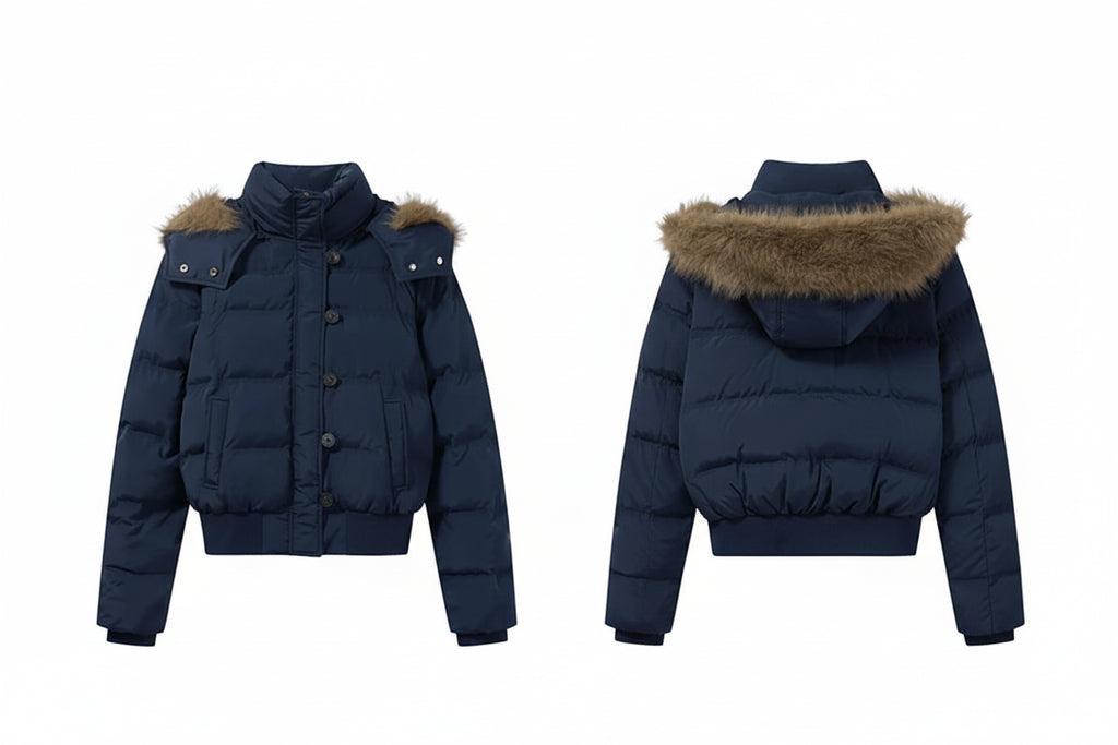 coat with hood and fur​