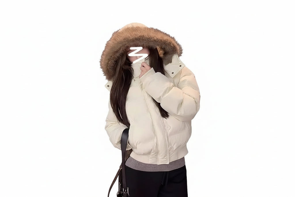 coat with hood and fur​