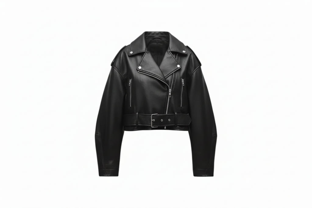 women oversized faux leather jacket