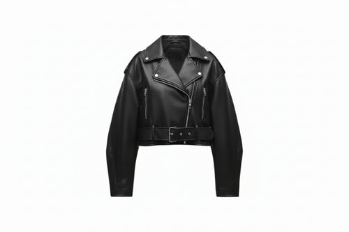 women oversized faux leather jacket
