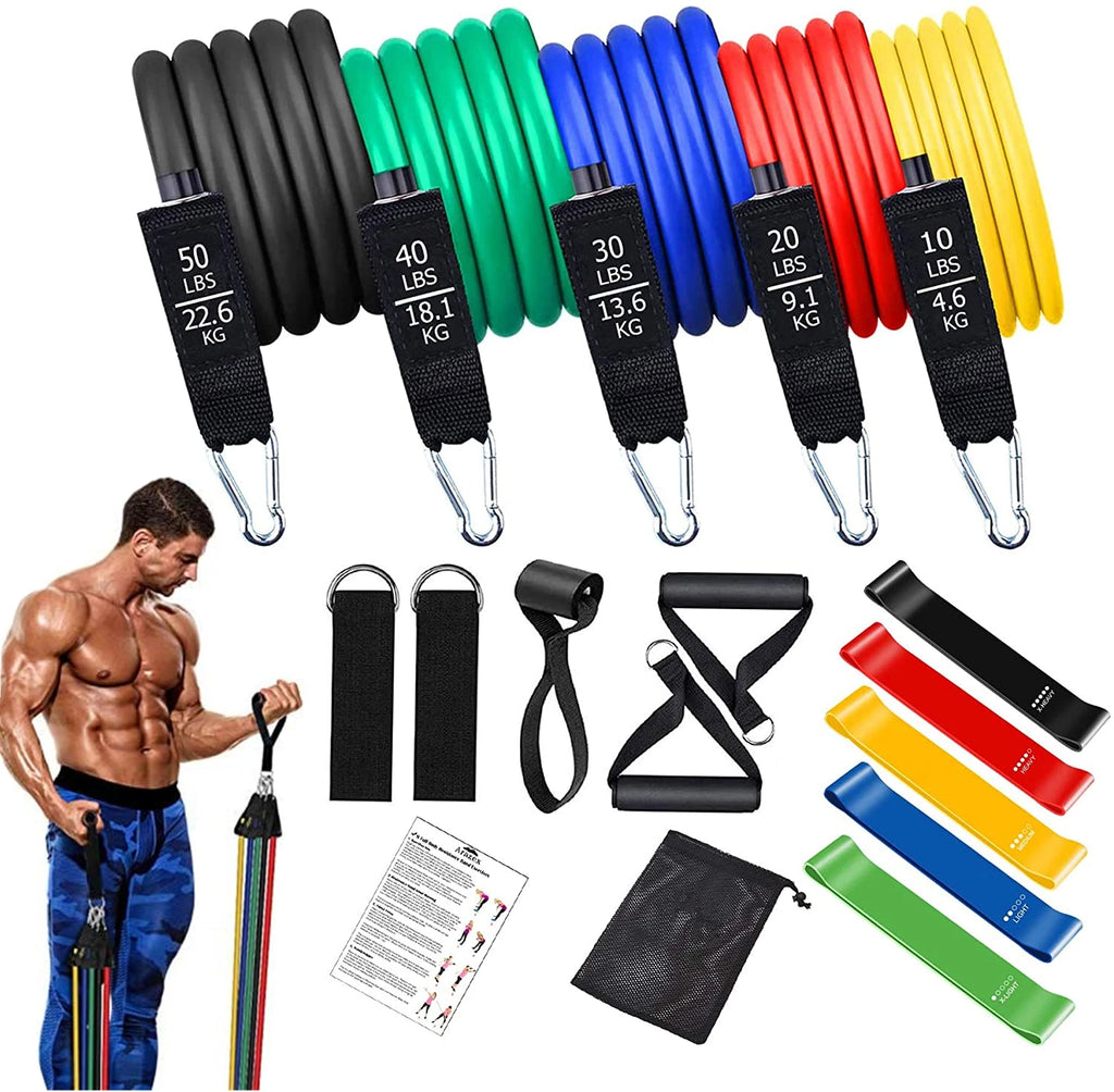 Portable Gym Bar with Resistance Bands – Home Workout Bar for Fitness, Pilates & Training