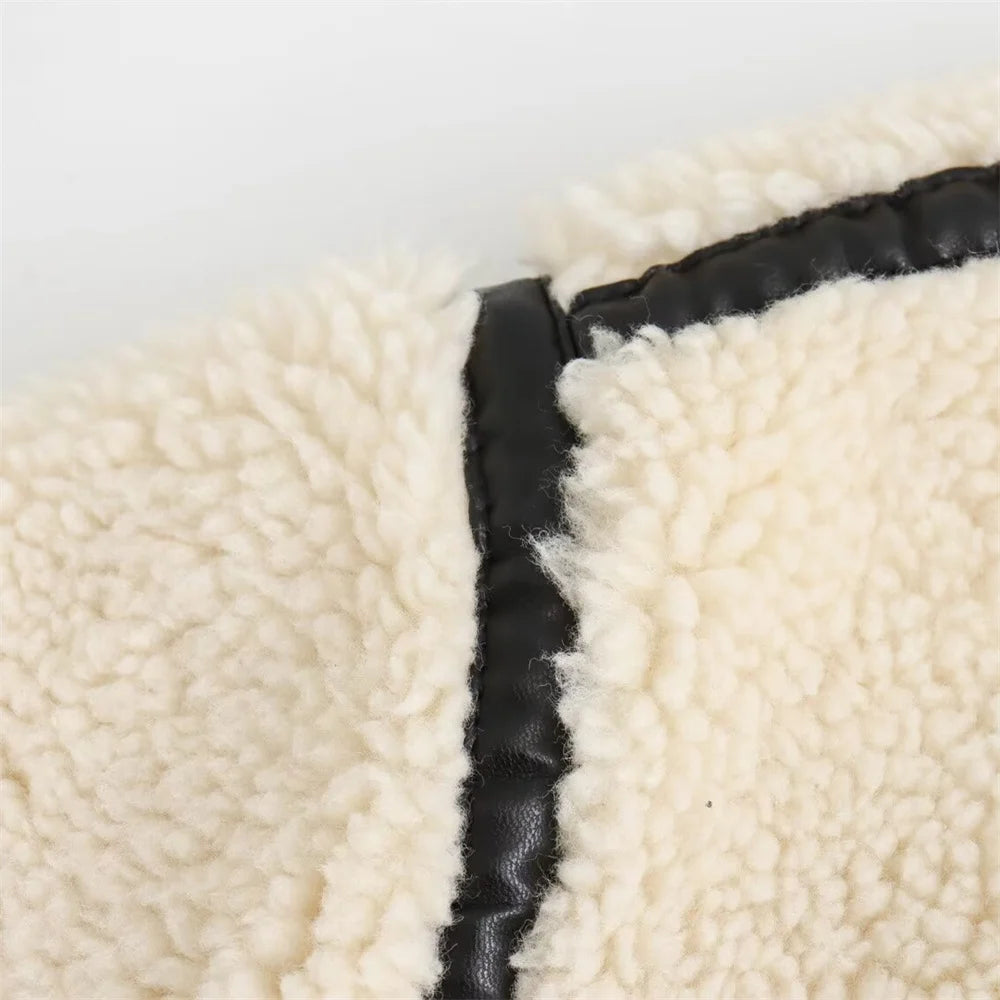 womens autumn coat with faux fur effect